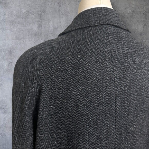 MARIO VALENTE Vintage Men Reglan Overcoat 42R Herringbon MADE IN ITALY Gray Coat - Picture 6 of 16